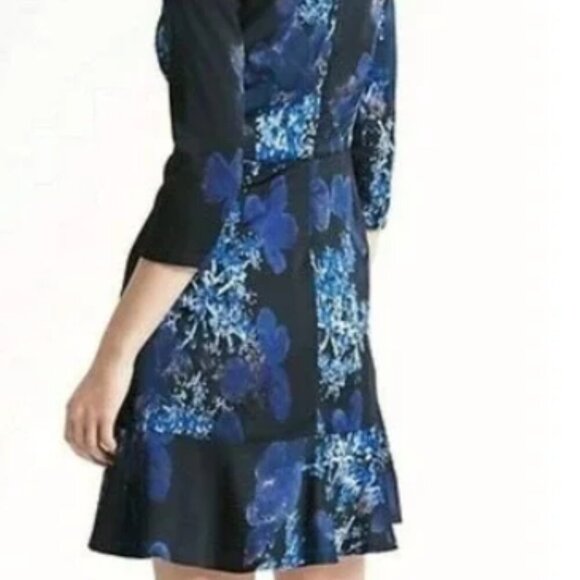 Banana Republic Crew Neck 3/4 Sleeve Peplum Fit And Flare Dress sz 8P - Picture 4 of 13